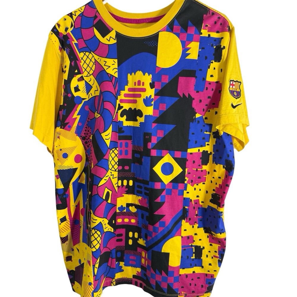 Nike Barcelona FC Futbol Soccer All Over Print T-Shirt AOP La Liga Men’s Size XL